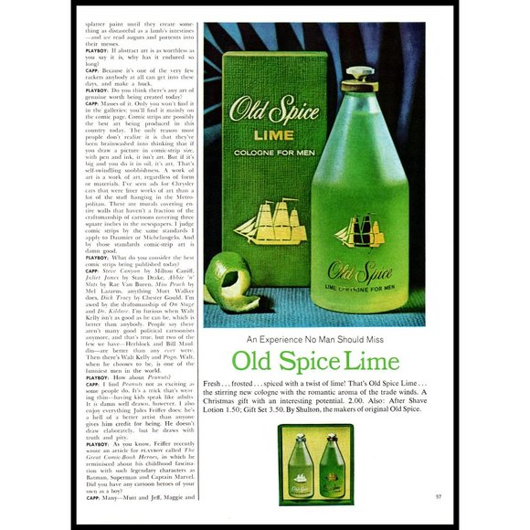 1965 Old Spice Lime Cologne Vintage Print Ad Green Bottle Gift Set Wall Art - Picture 2 of 2